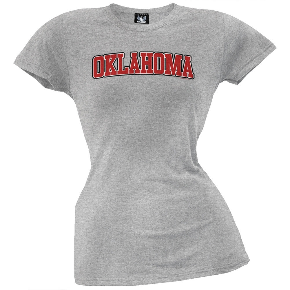 Oklahoma Juniors T-Shirt Juniors T-Shirts Old Glory LG Grey