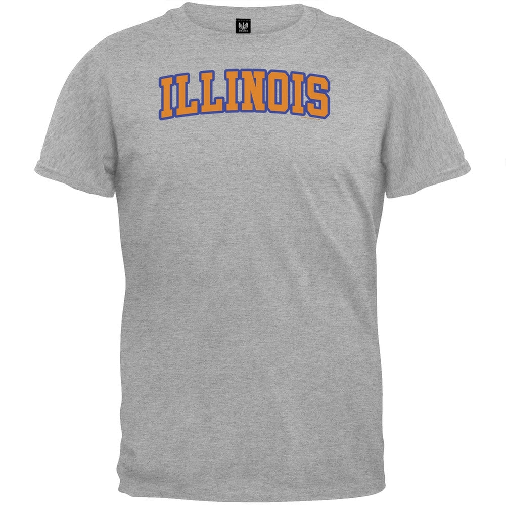 Illinois T-Shirt Men's T-Shirts Old Glory 2XL Grey