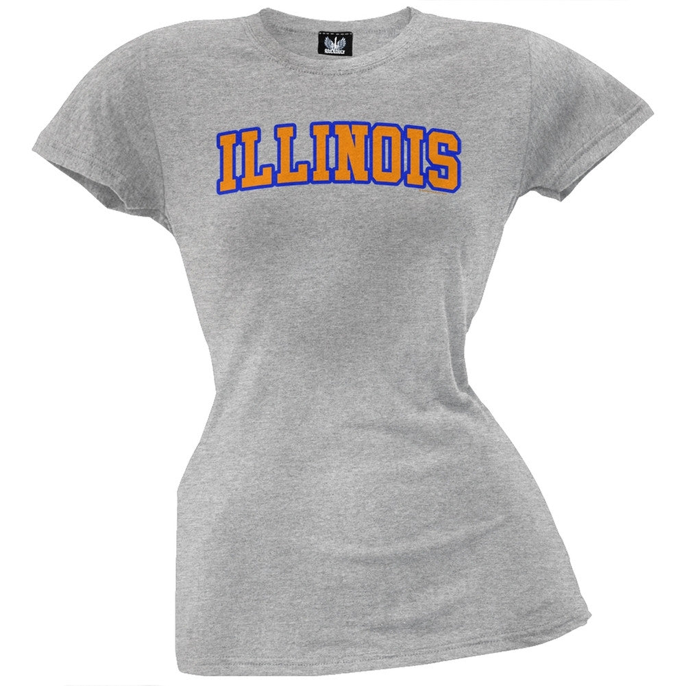 Illinois Juniors T-Shirt Juniors T-Shirts Old Glory LG Grey