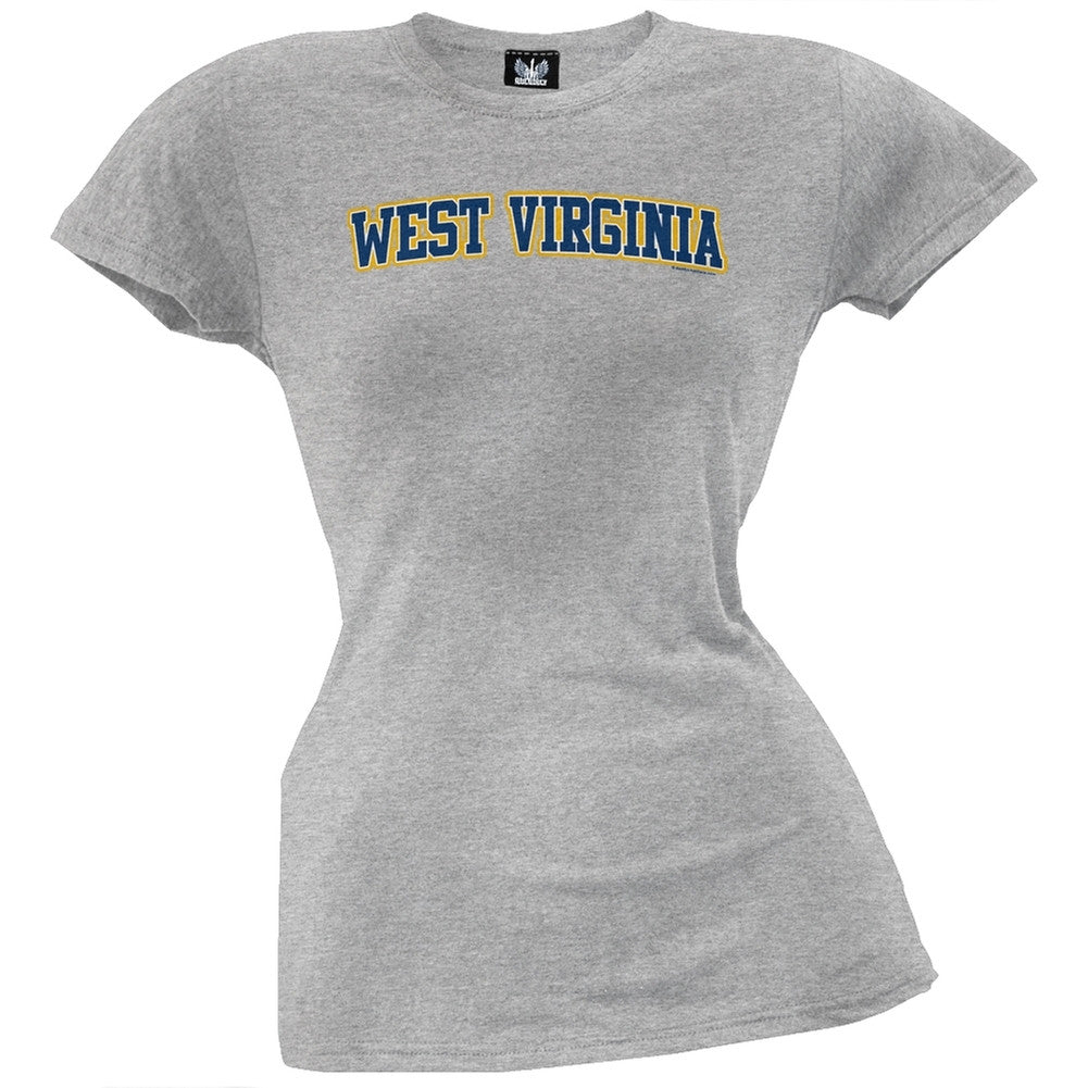 West Virginia Juniors T-Shirt Juniors T-Shirts Old Glory LG Grey