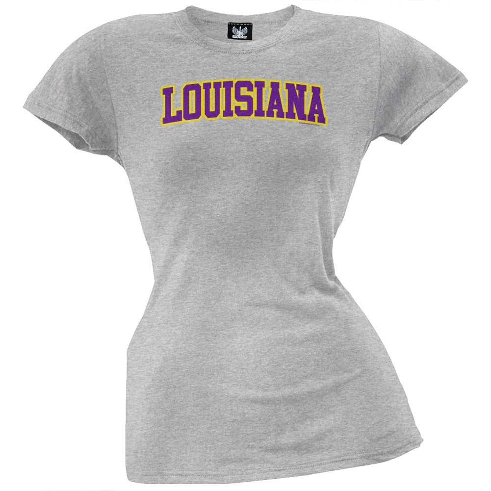 Louisiana Juniors T-Shirt Juniors T-Shirts Old Glory LG Grey