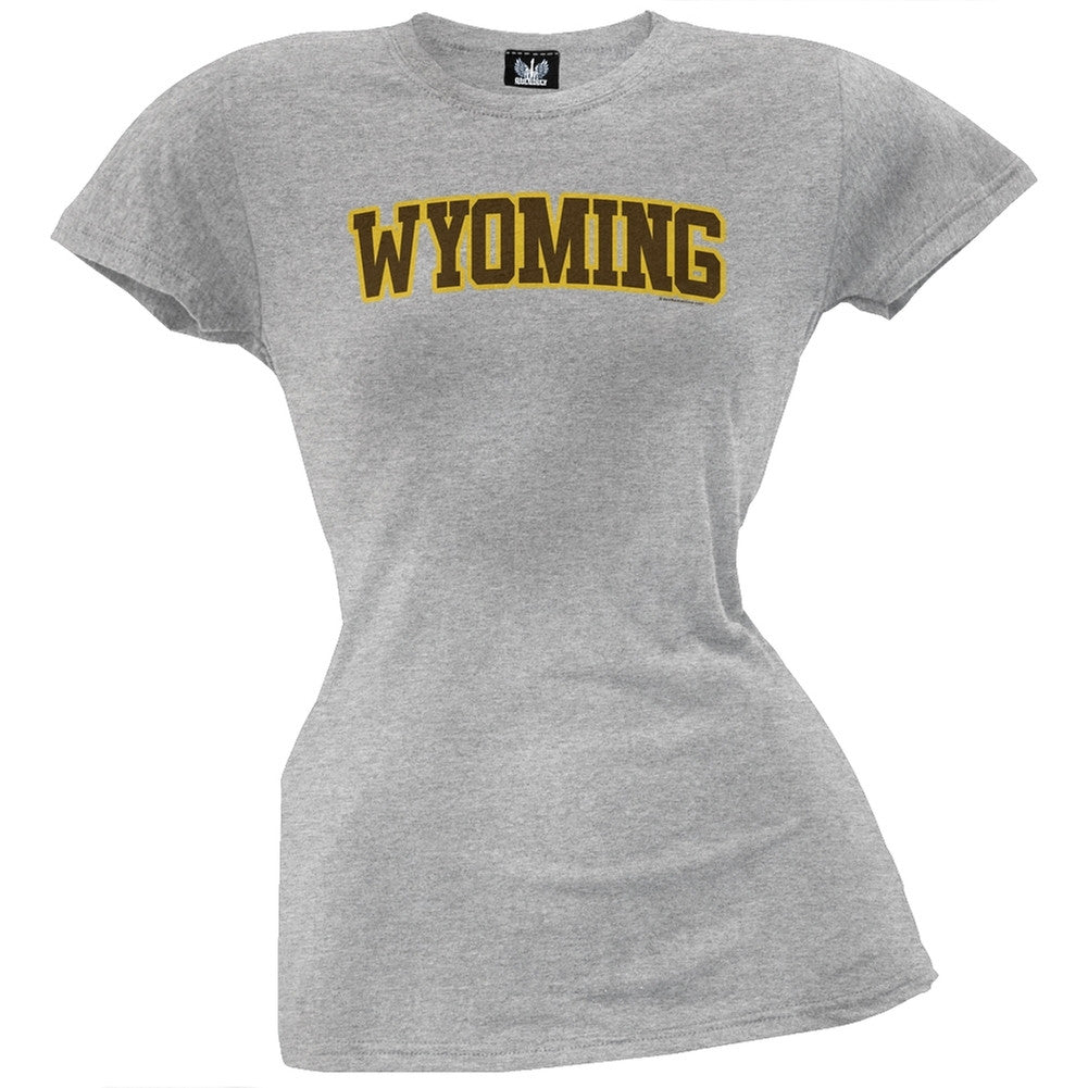 Wyoming Juniors T-Shirt Juniors T-Shirts Old Glory LG Grey