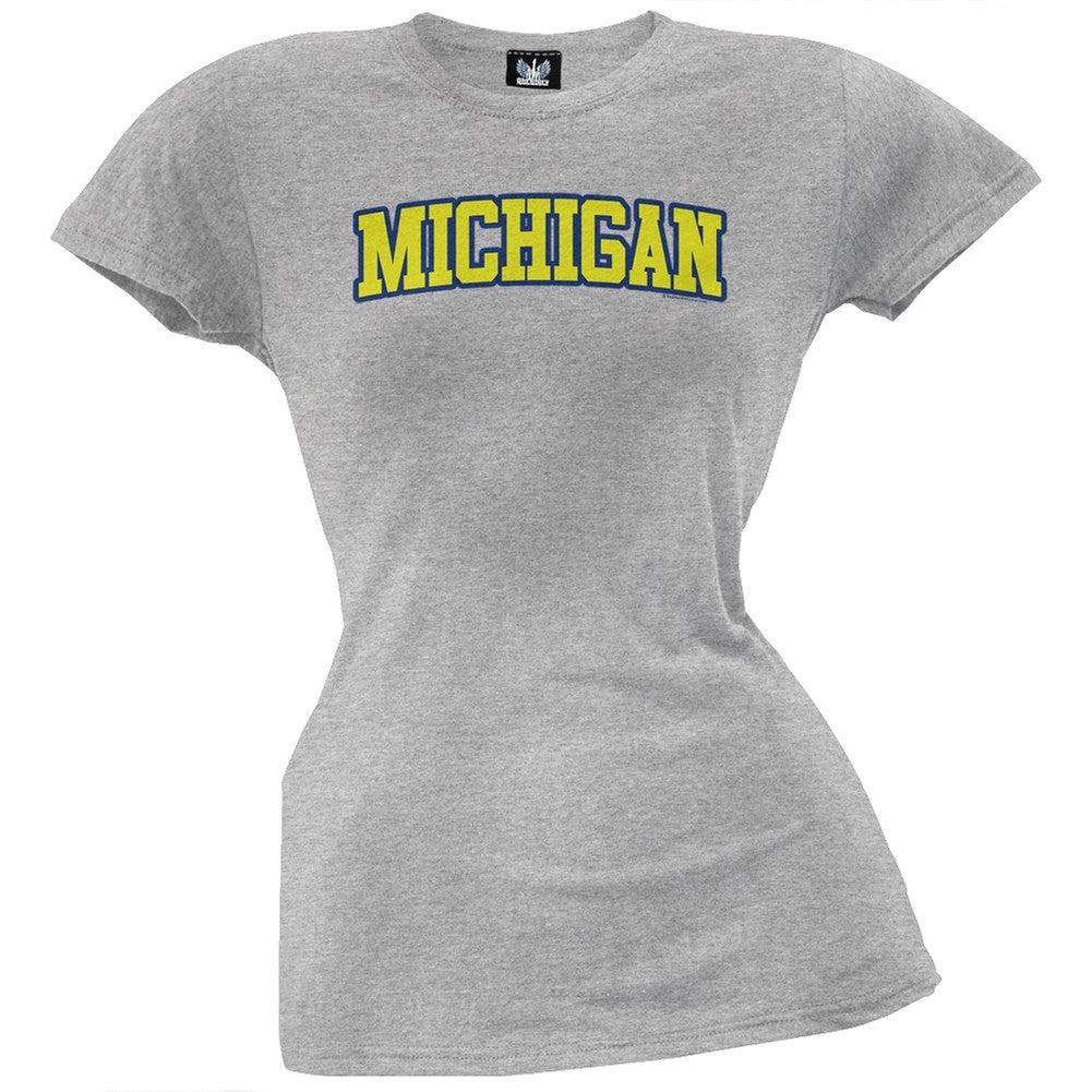 Michigan Juniors T-Shirt Juniors T-Shirts Old Glory LG Grey