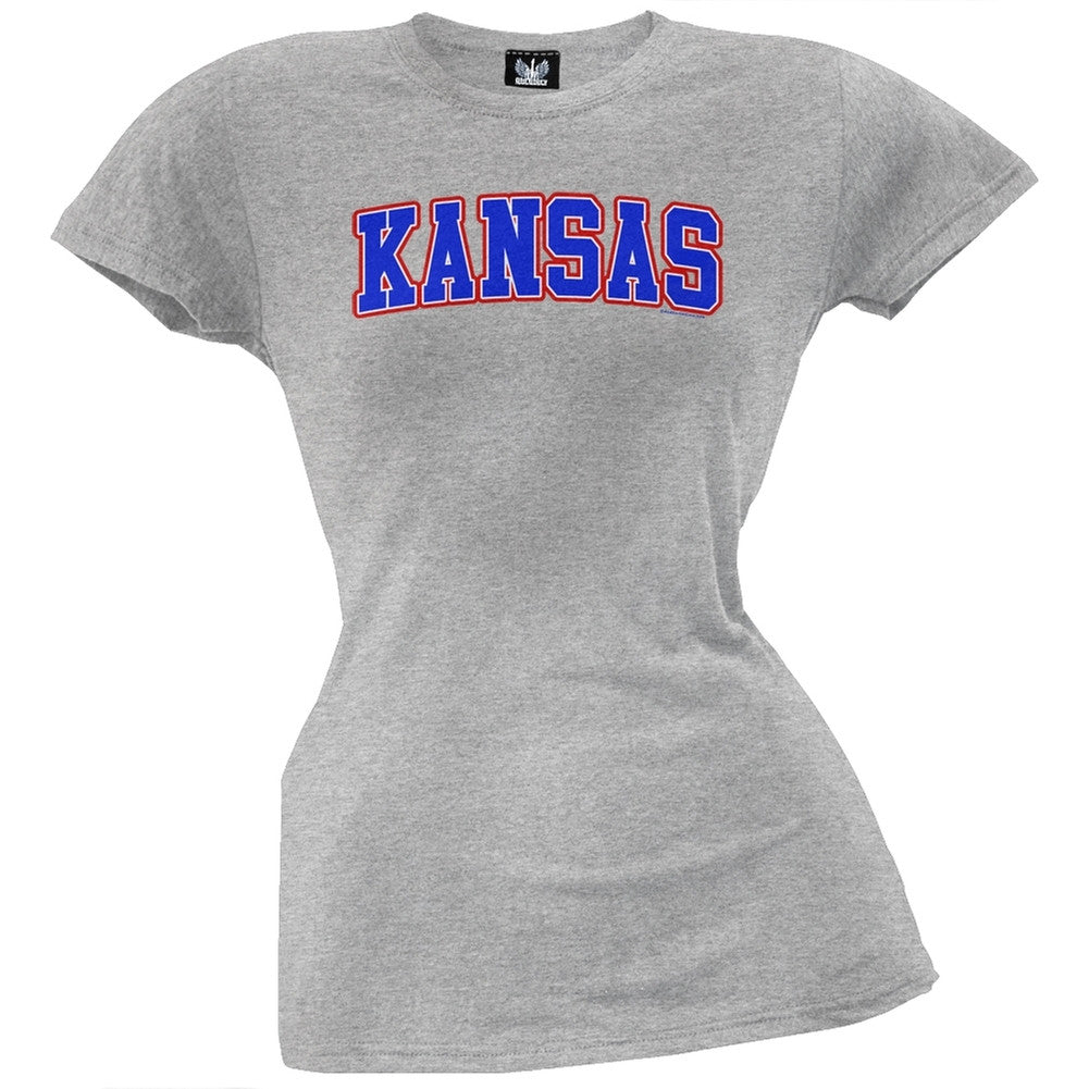 Kansas Juniors T-Shirt Juniors T-Shirts Old Glory LG Grey