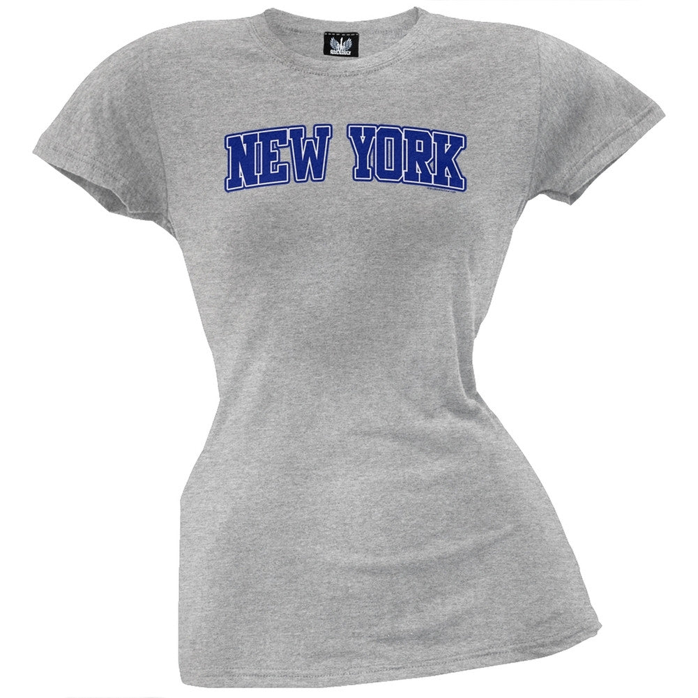 New York Juniors T-Shirt Juniors T-Shirts Old Glory LG Grey