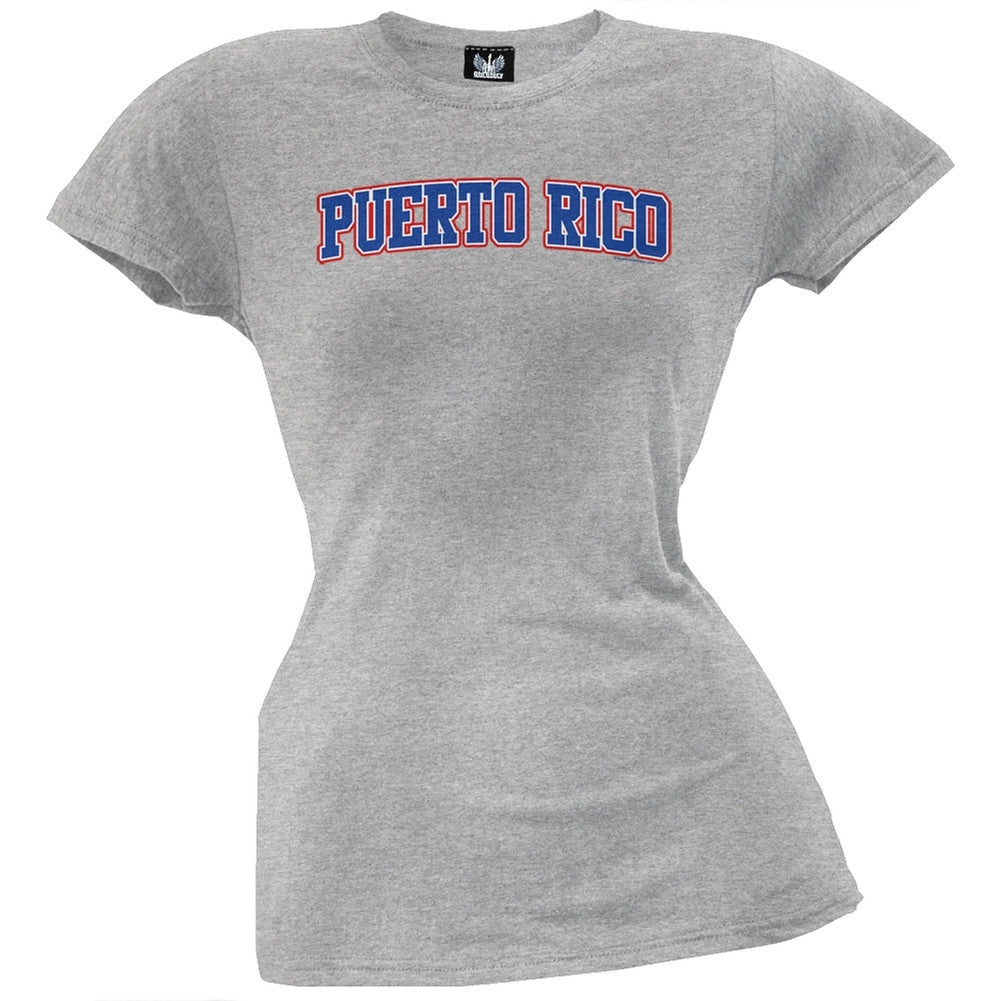Puerto Rico Juniors T-Shirt Juniors T-Shirts Old Glory LG Grey
