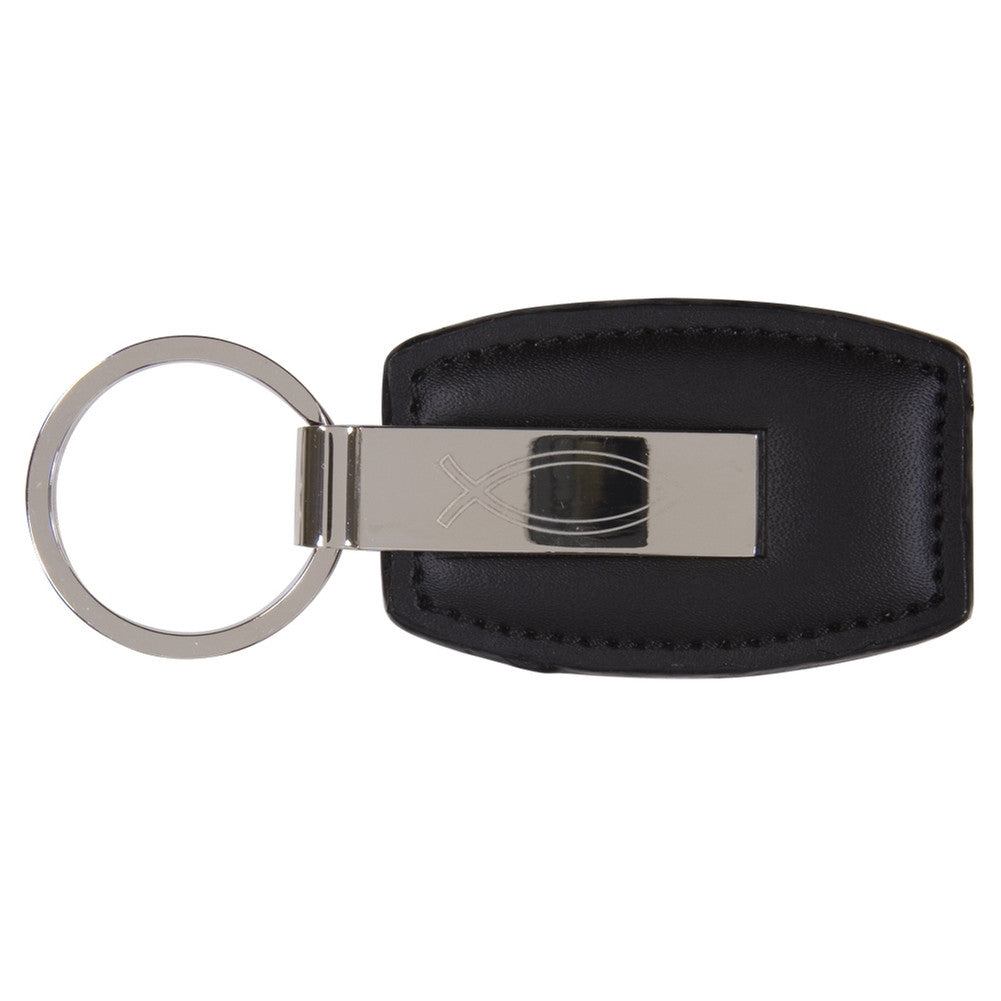 Metal Ichthus Leather Keychain Keychains Old Glory