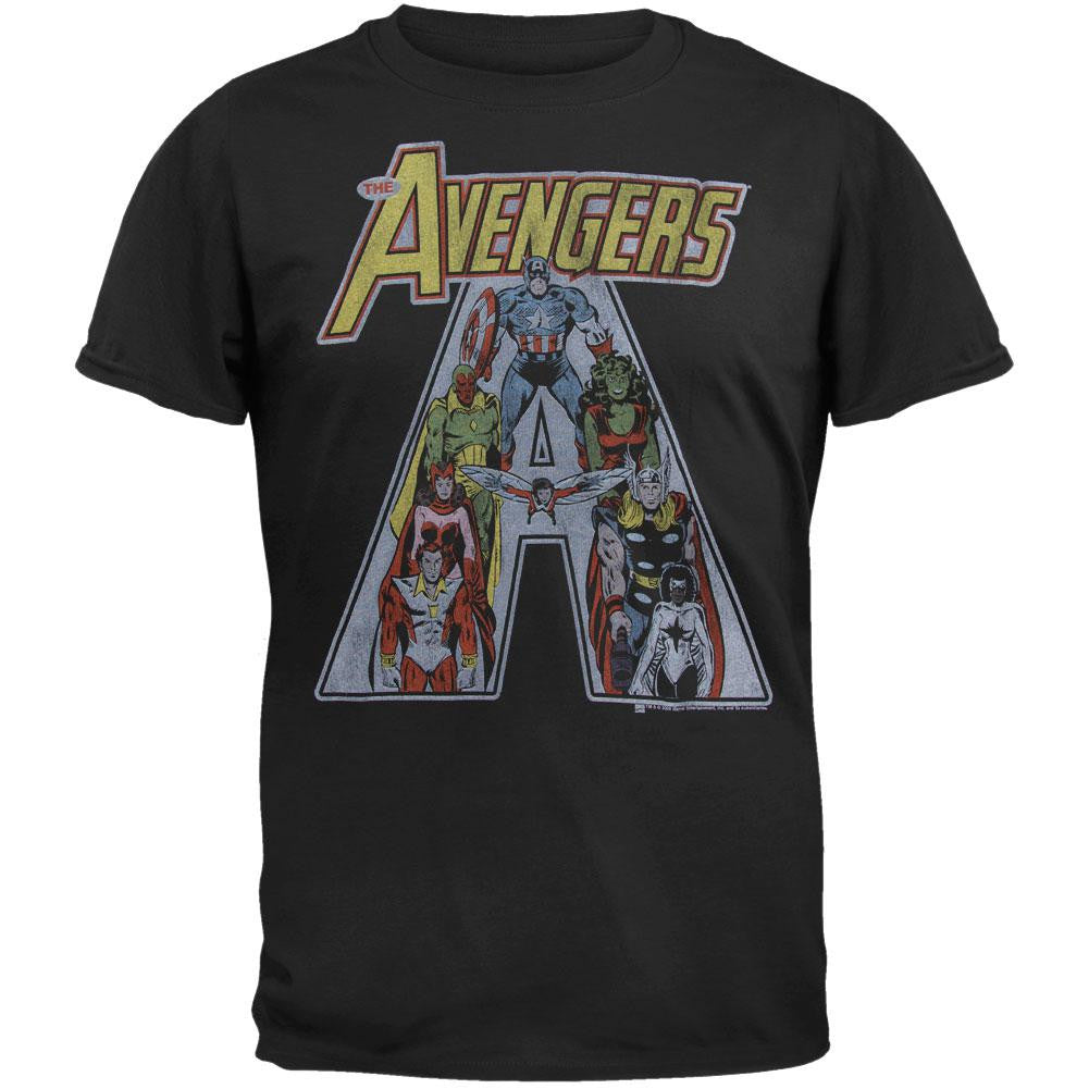 The Avengers - Vintage Team Soft T-Shirt Men's T-Shirts The Avengers MD Black