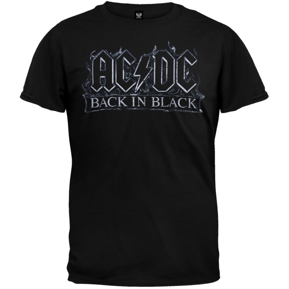AC/DC - Back In Black Flames Soft T-Shirt Men's T-Shirts AC/DC SM Black
