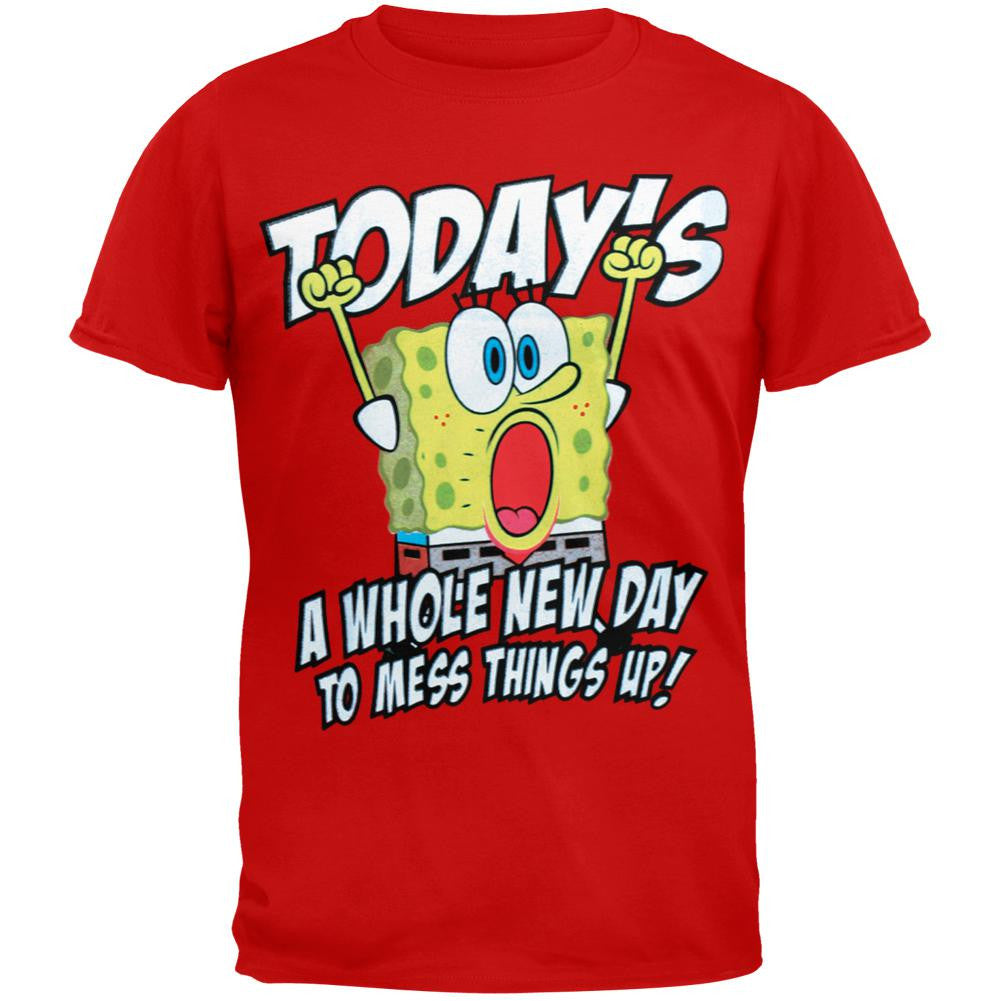 Spongebob Squarepants - New Day Youth T-Shirt Youth T-Shirts Spongebob Squarepants XS Red
