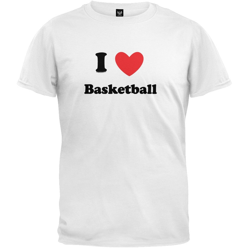 I Heart Basketball T-Shirt Men's T-Shirts Old Glory 2XL White