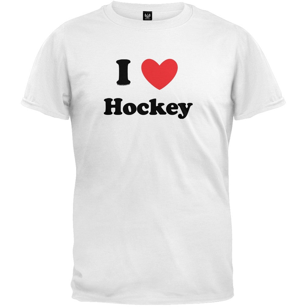 I Heart Hockey T-Shirt Men's T-Shirts Old Glory 2XL White