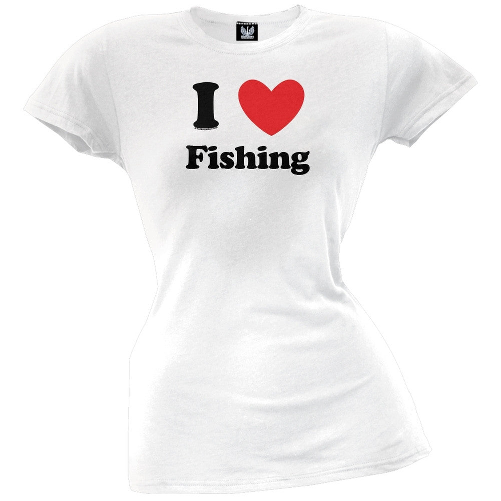 I Heart Fishing Juniors T-Shirt Juniors T-Shirts Old Glory