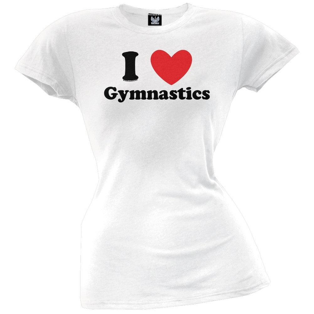 I Heart Gymnastics Juniors T-Shirt Juniors T-Shirts Old Glory LG White