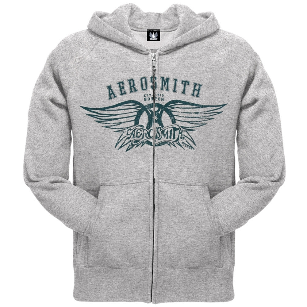 Aerosmith - Boston Zip Hoodie Men's Hoodies Aerosmith SM Grey