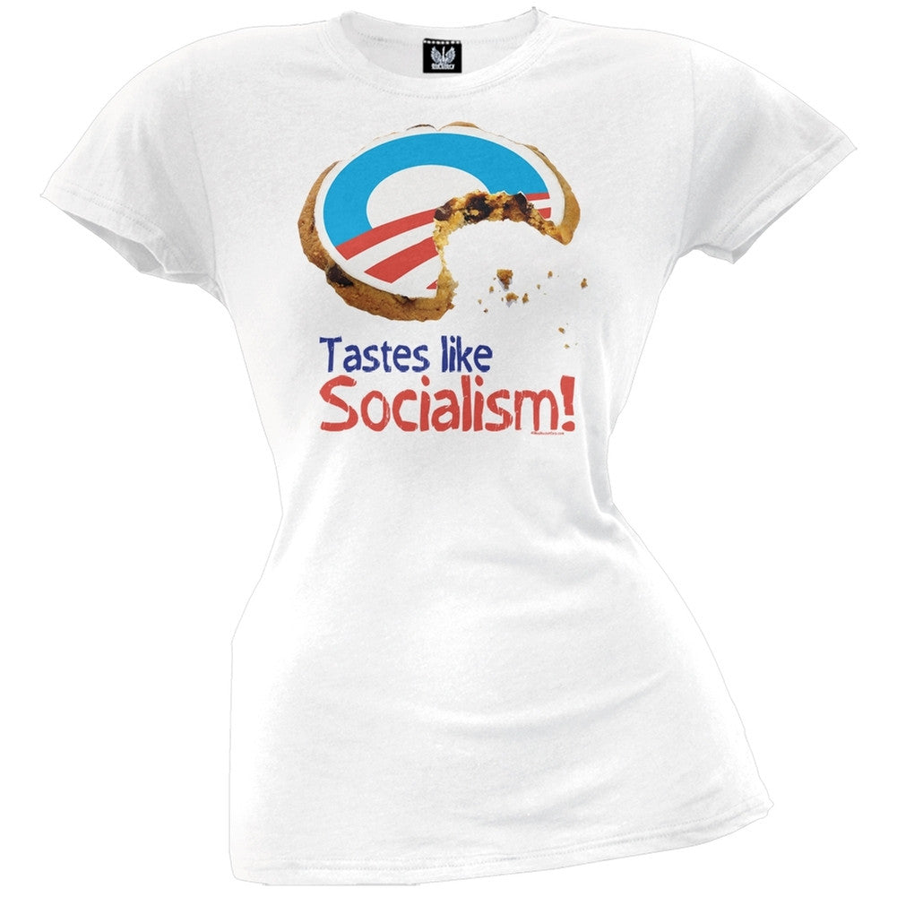 Taste Like Socialism Juniors T-Shirt Juniors T-Shirts Old Glory LG White