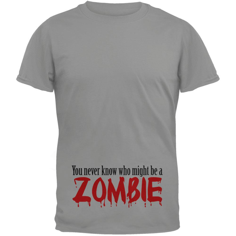 Never Know Who Is A Zombie T-Shirt Men's T-Shirts Old Glory 2XL Grey