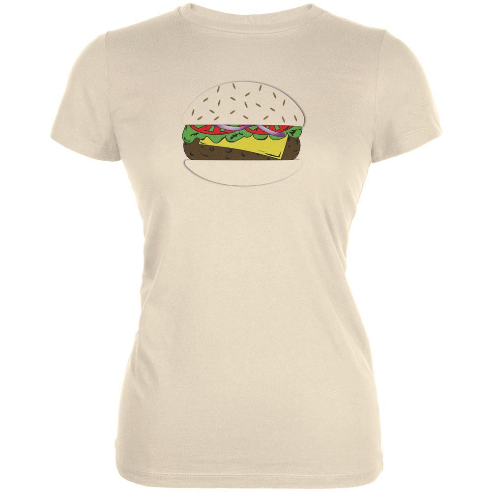 Halloween Cheeseburger Juniors T-Shirt Juniors T-Shirts Old Glory LG Beige