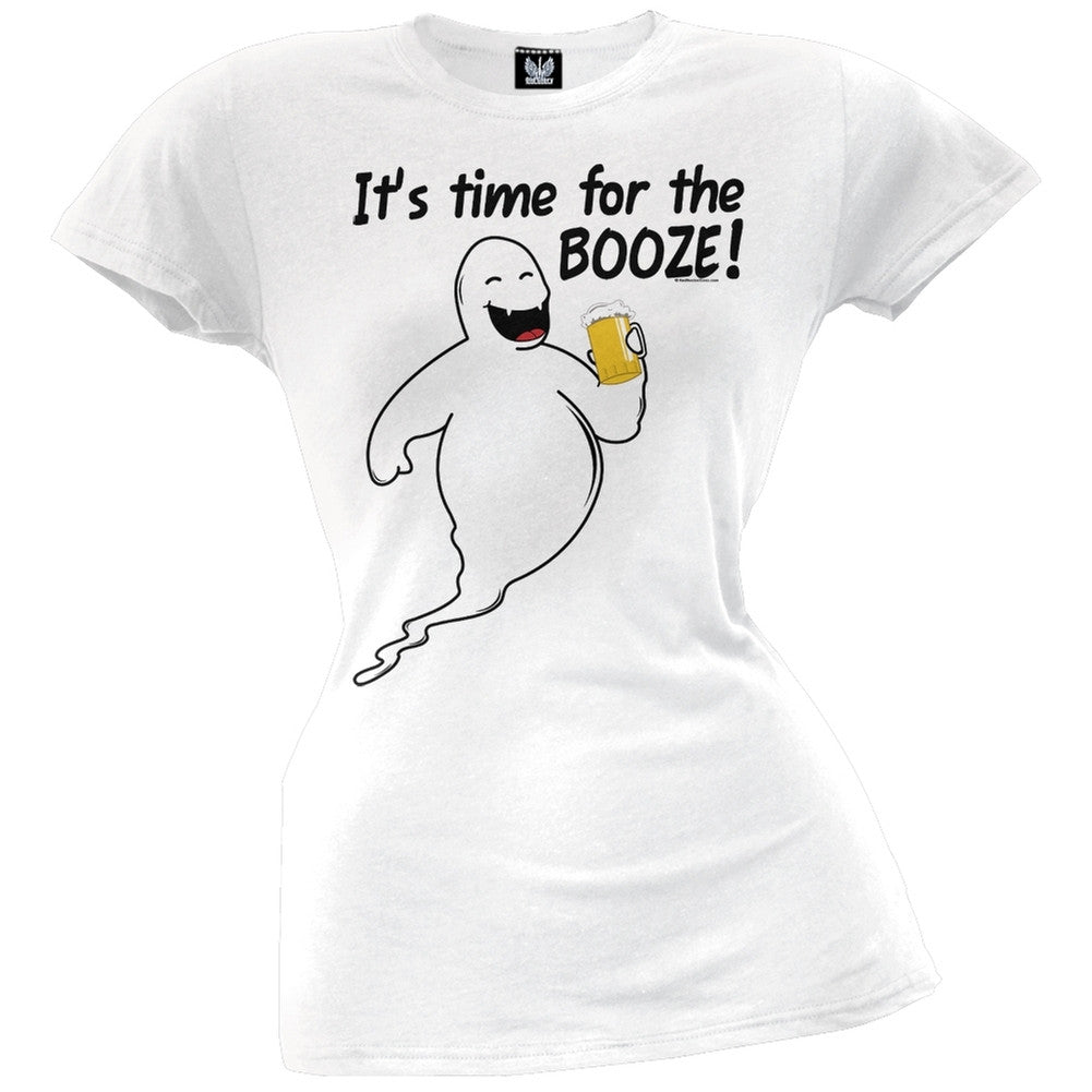 Halloween Time For Booze Juniors T-Shirt Juniors T-Shirts Old Glory SM White