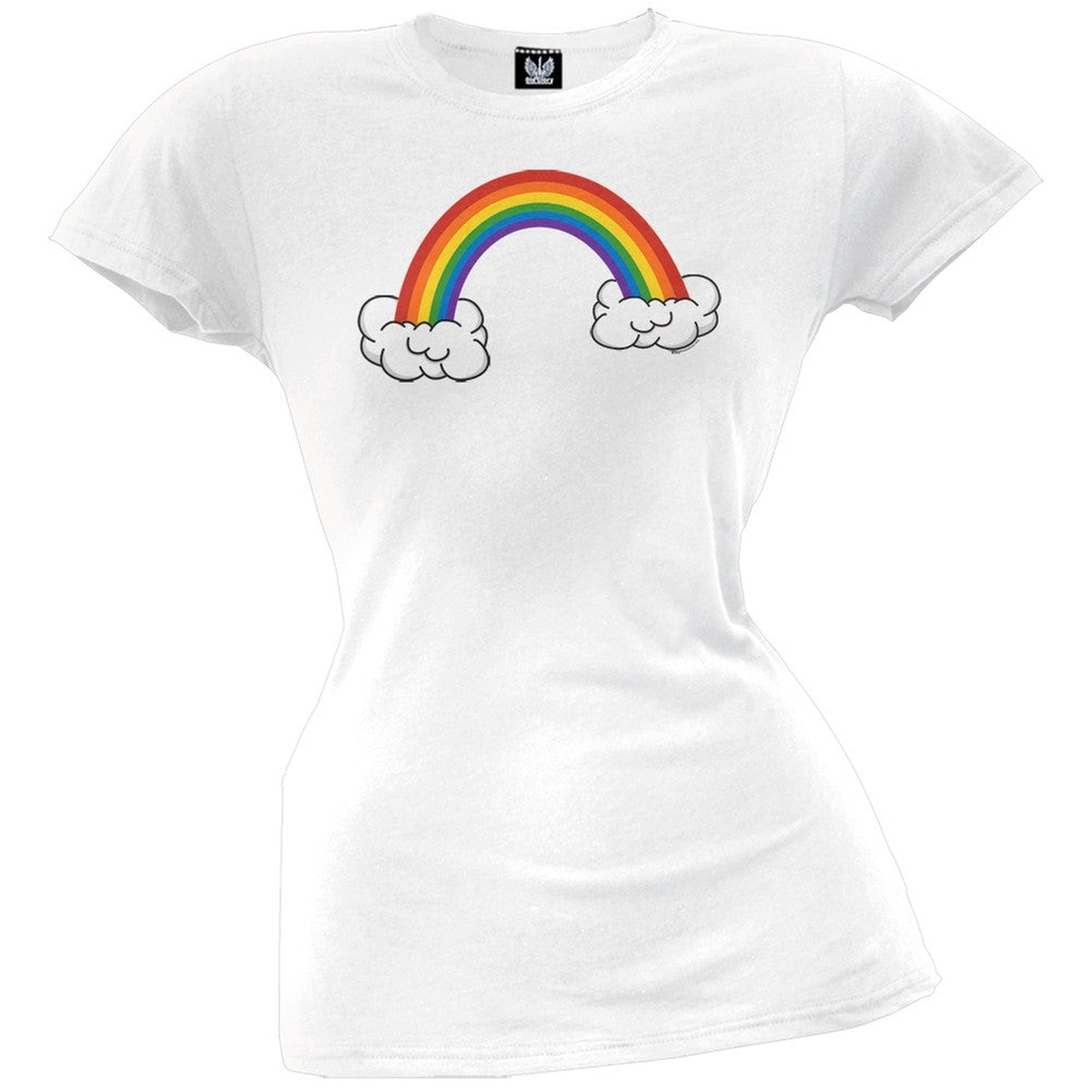 Rainbow And Clouds Juniors T-Shirt Juniors T-Shirts Old Glory