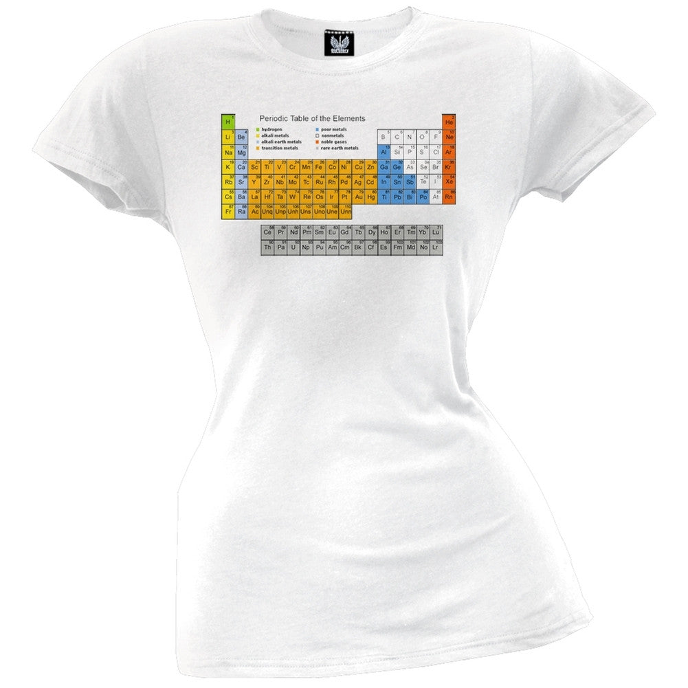 Periodic Table Juniors T-Shirt Juniors T-Shirts Old Glory SM White