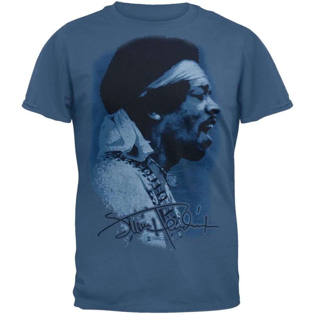 Jimi Hendrix - Profile T-Shirt Men's T-Shirts Jimi Hendrix SM Blue