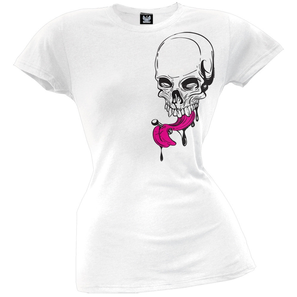 Pierced Tongue Juniors T-Shirt Juniors T-Shirts Old Glory 2XL White