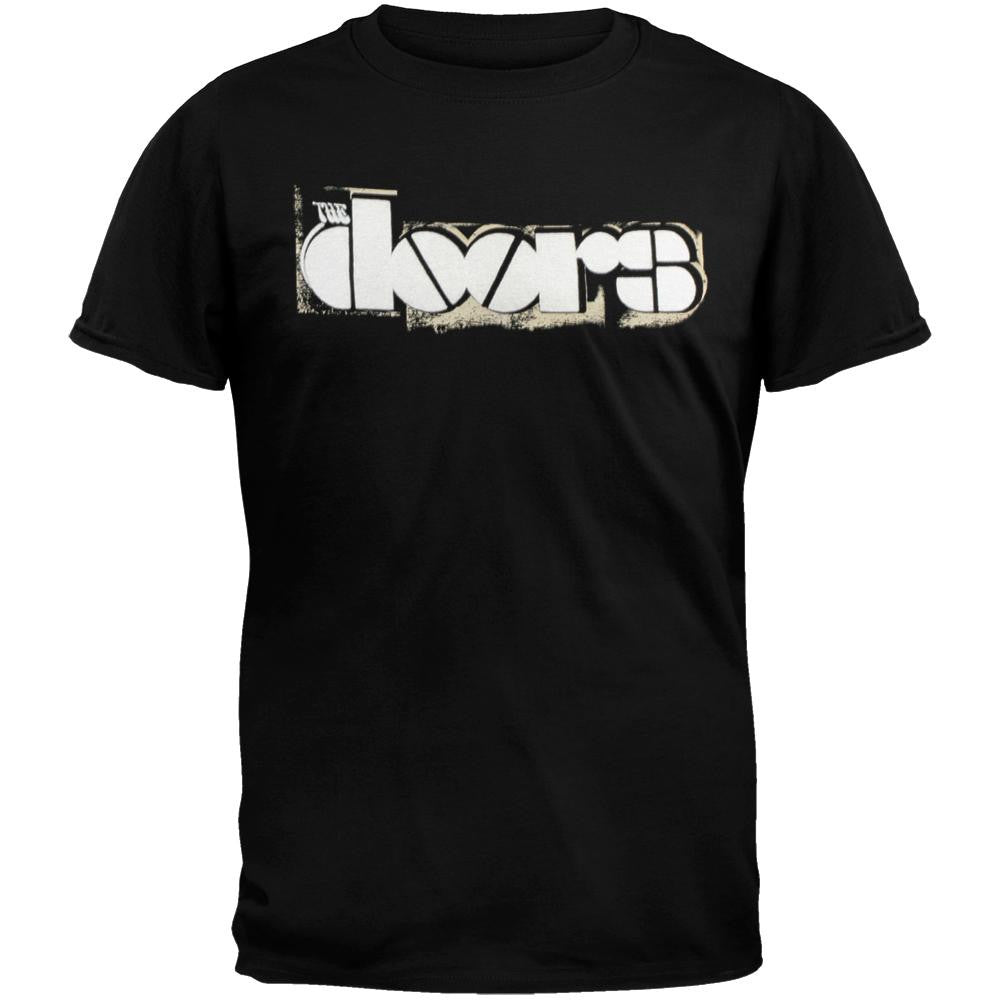 The Doors - Flocked Logo Youth T-Shirt Black, image size:1001x1001