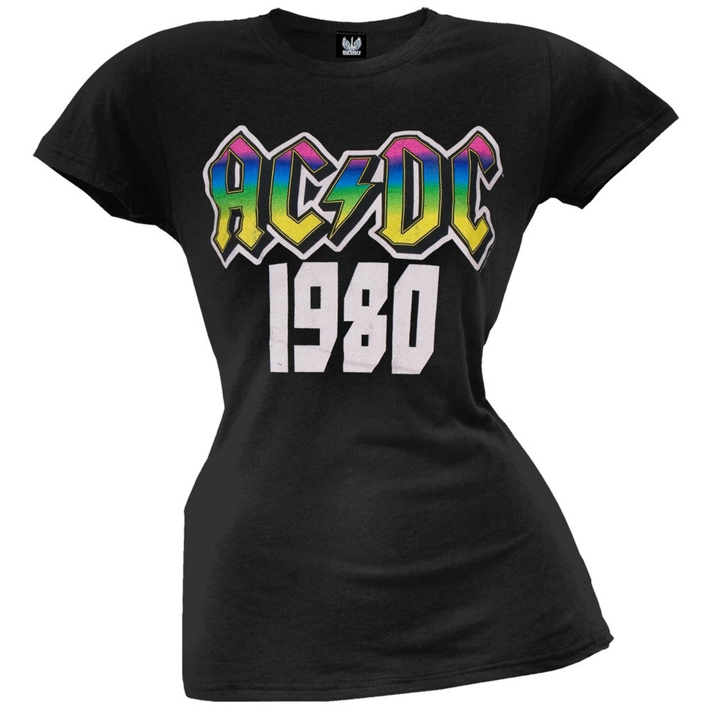 AC/DC - 1980 Juniors T-Shirt Juniors T-Shirts AC/DC SM Black