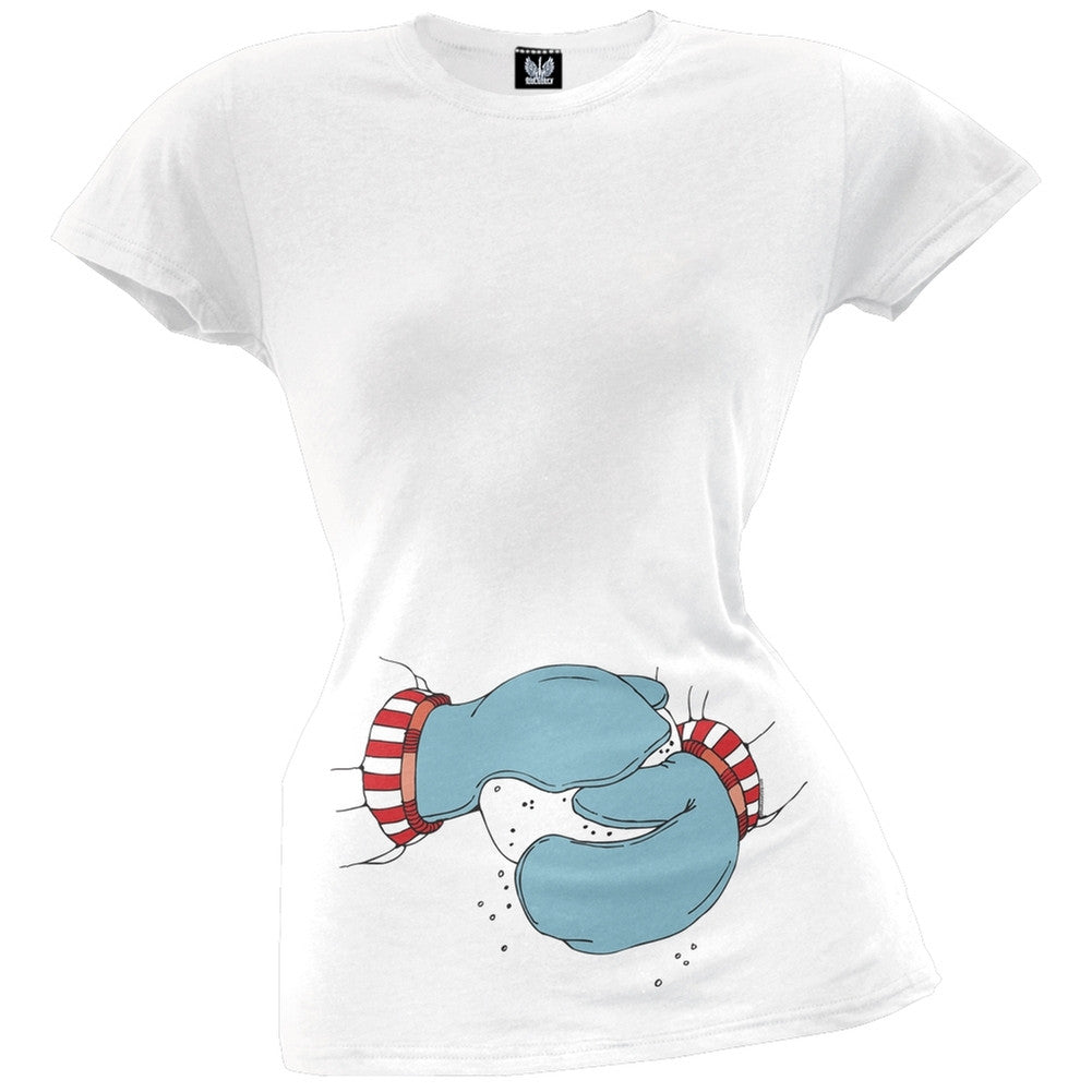 Making A Snowball Juniors T-Shirt Juniors T-Shirts Old Glory LG White