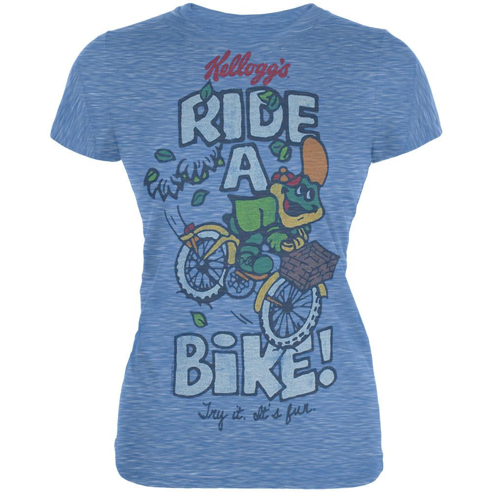 Kellog's Honey Smacks - Ride A Bike Juniors Blue T-Shirt Juniors T-Shirts Smacks MD Blue