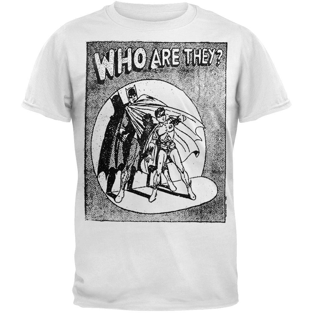 Batman - Who Are They Soft T-Shirt Men's T-Shirts Batman SM White