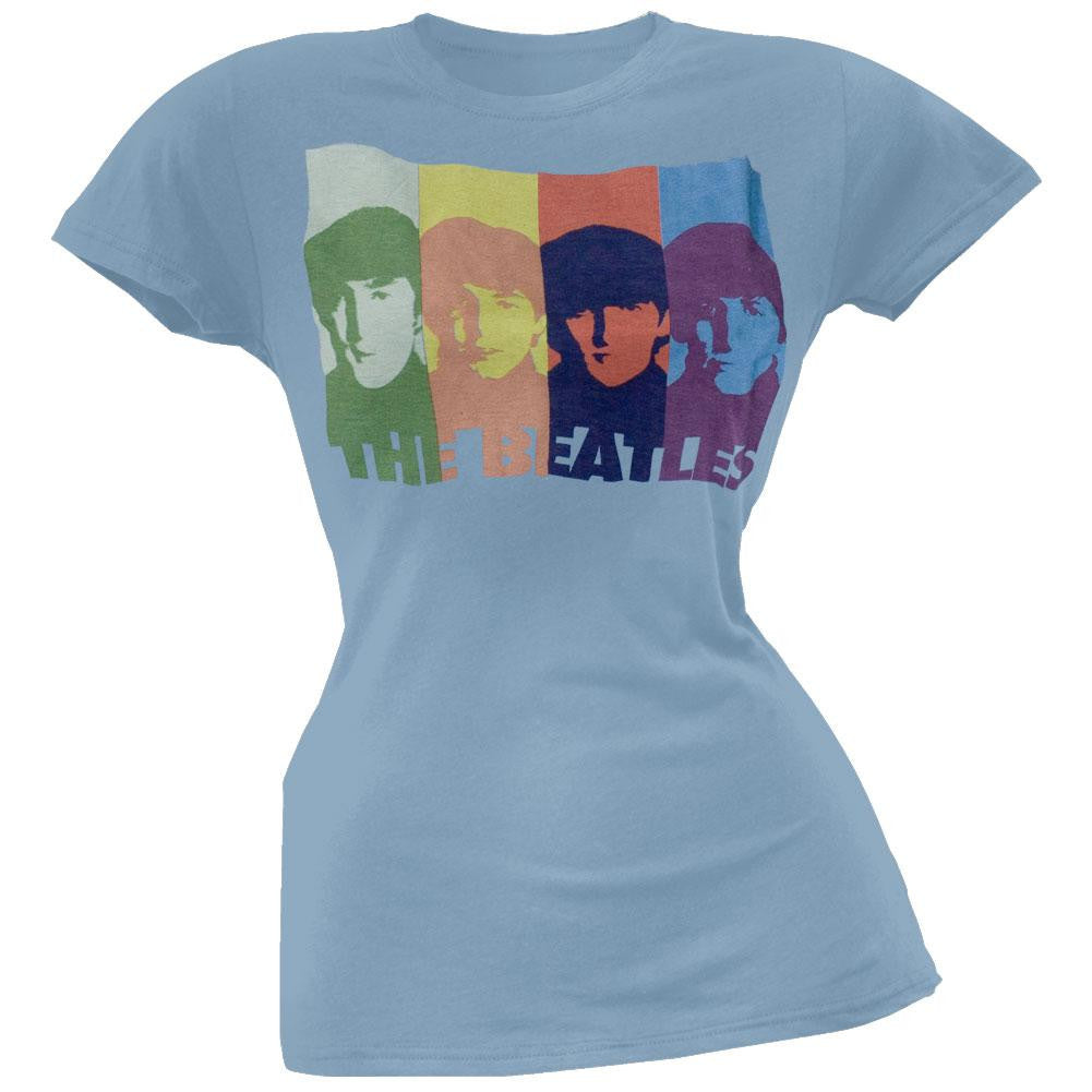 The Beatles - Color Bars Juniors T-Shirt Juniors T-Shirts The Beatles LG Blue