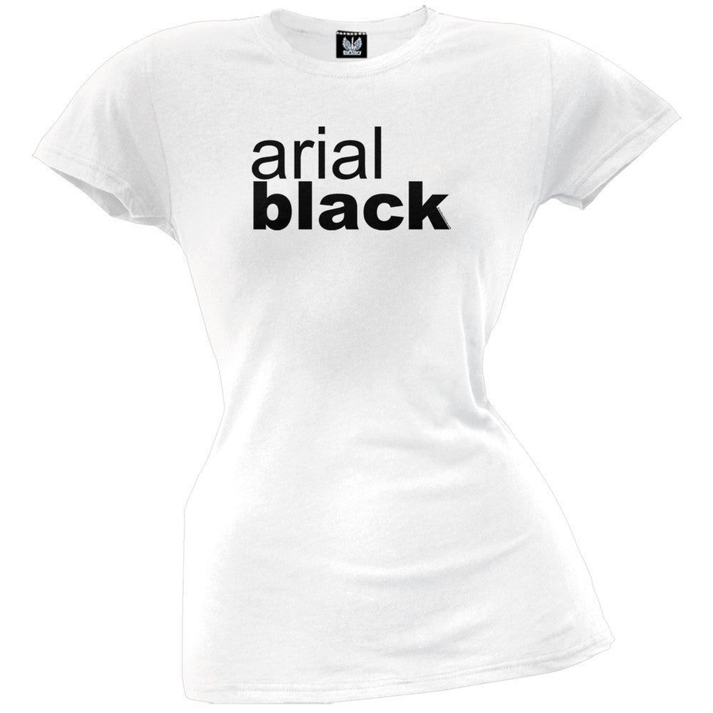 Arial Black Juniors T-Shirt Juniors T-Shirts Old Glory LG White