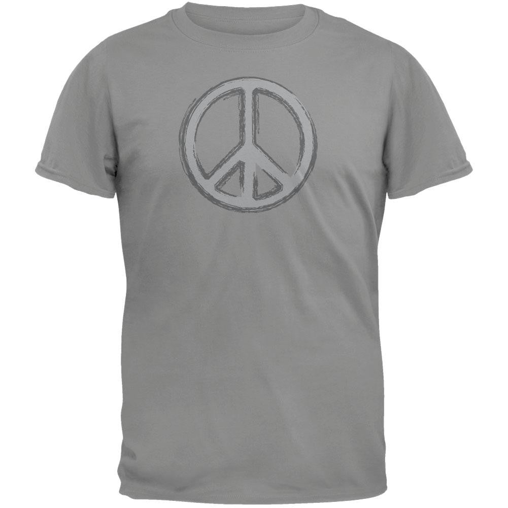 Peace Sign Grey T-Shirt Men's T-Shirts Old Glory 2XL Grey