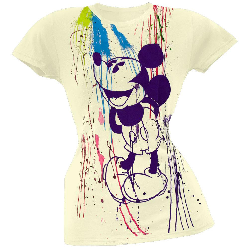 Mickey Mouse - Splatter Juniors T-Shirt Juniors T-Shirts Mickey Mouse LG Off-White