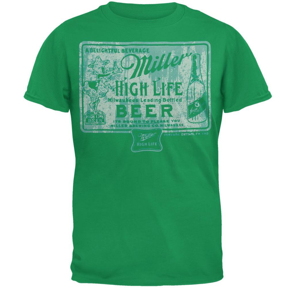 Miller High Life - Vintage Coaster Soft T-Shirt Men's T-Shirts Miller SM Green