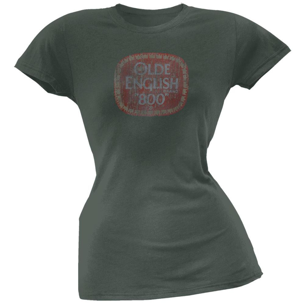 Olde English - Distressed Logo Juniors T-Shirt Juniors T-Shirts Old English LG Green