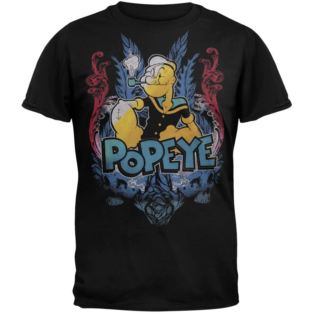 Popeye - Filigree T-Shirt Men's T-Shirts Popeye MD Black