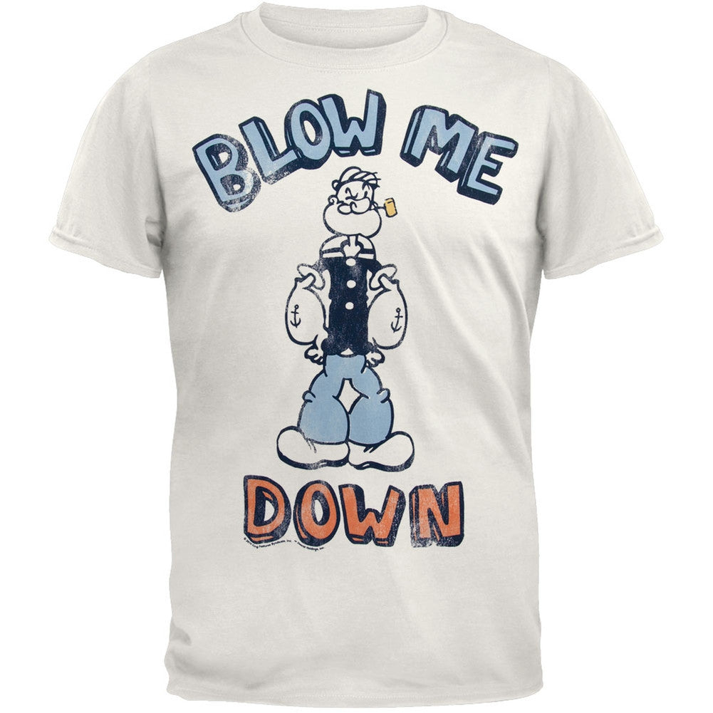 Popeye - Blow Me Down Soft T-Shirt Men's T-Shirts Popeye MD White