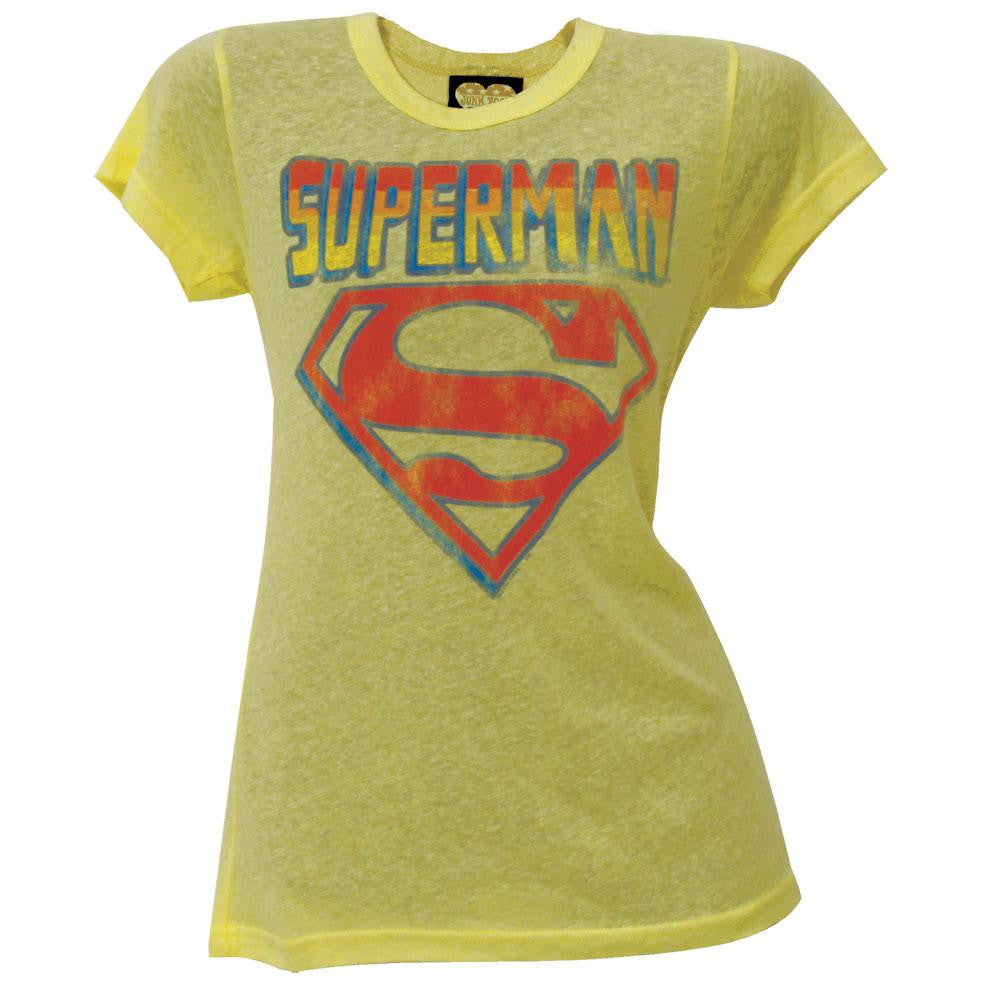 Superman - Classic Logo Juniors T-Shirt Juniors T-Shirts Superman LG Yellow