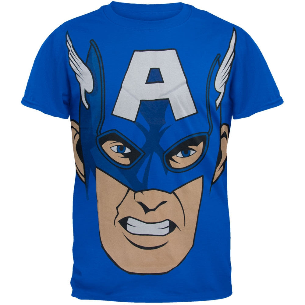 Captain America - Cappy Face Soft T-Shirt Men's T-Shirts Captain America LG Blue
