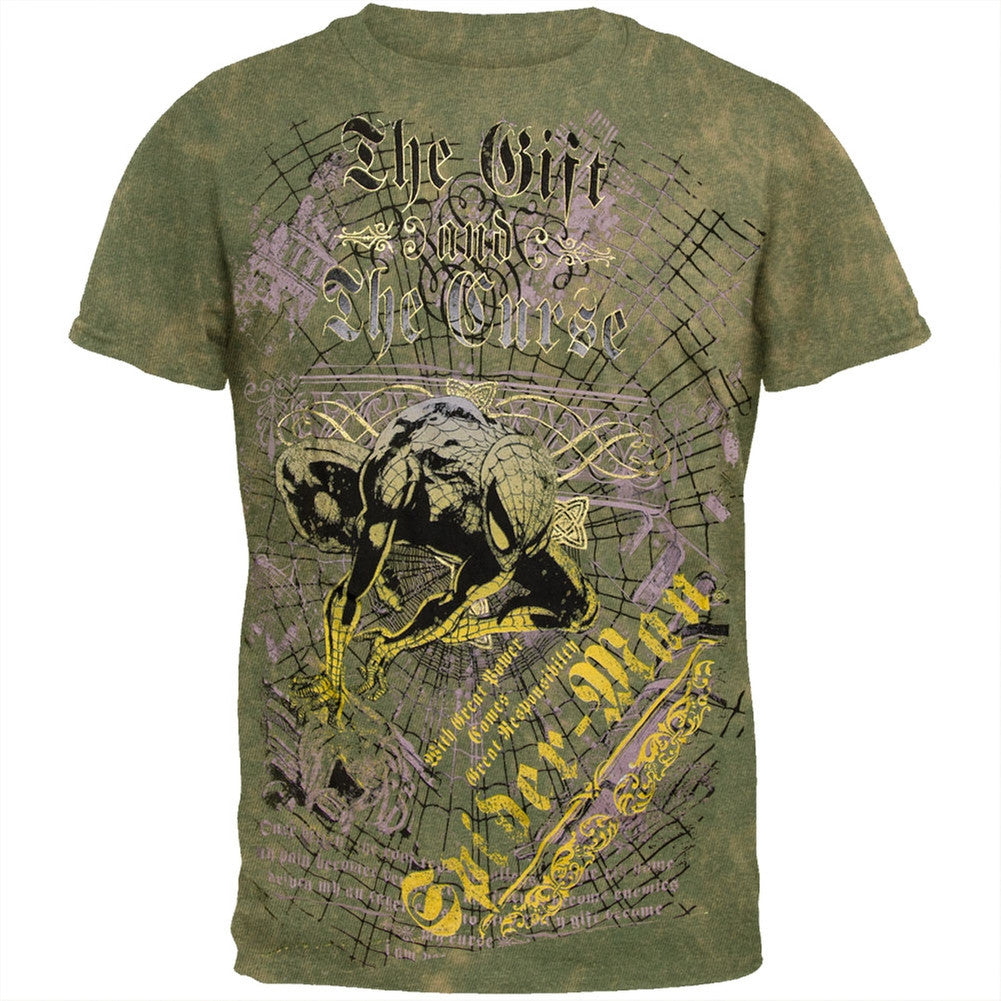 Spider-Man - Tangled Mineral Wash T-Shirt Men's T-Shirts Spider-Man LG Dark Green