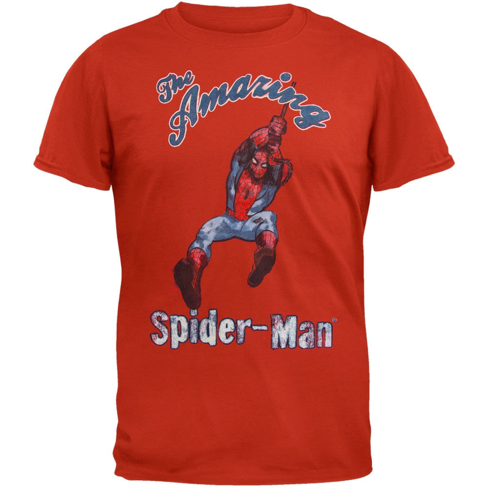 Spider-Man - Vintage Swinger Soft T-Shirt Men's T-Shirts Spider-Man LG Red