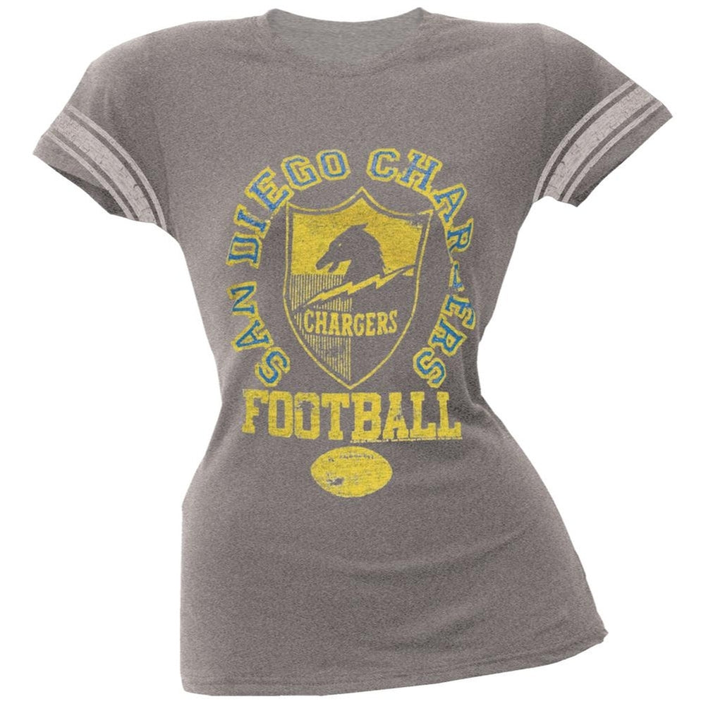 San Diego Chargers - Vintage Logo Juniors Varsity T-Shirt Juniors T-Shirts San Diego Chargers SM Grey