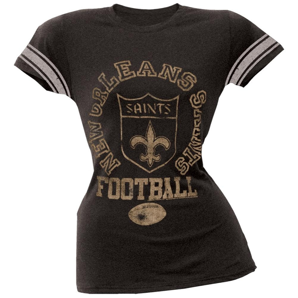 New Orleans Saints - Vintage Logo Juniors Varsity T-Shirt Juniors T-Shirts New Orleans Saints LG Black