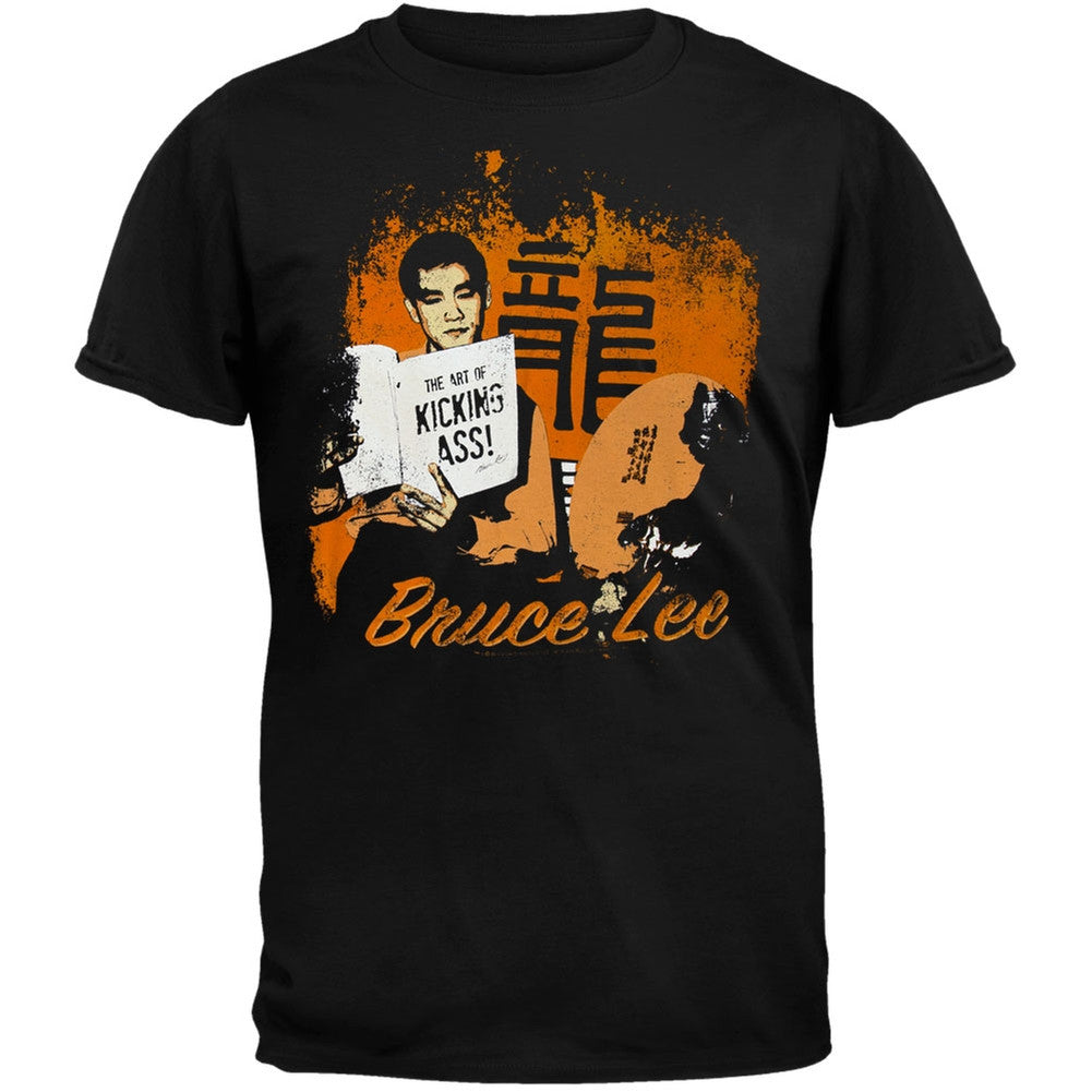 Bruce Lee - Kicking Ass Soft T-Shirt Men's T-Shirts Bruce Lee SM Black