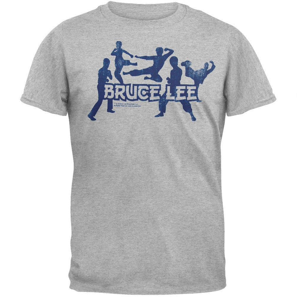 Bruce Lee - Silhouettes Soft T-Shirt Men's T-Shirts Bruce Lee SM Grey