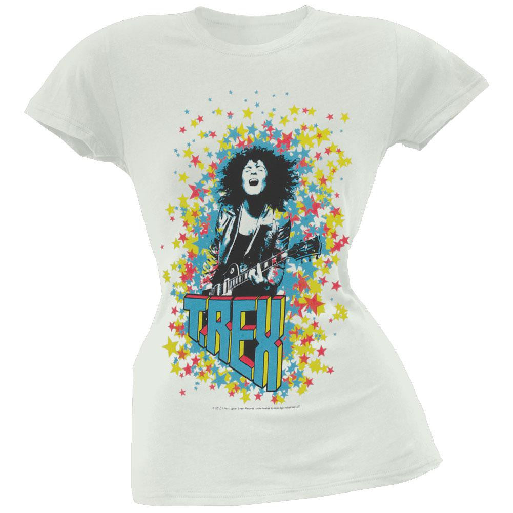 T Rex - Star Spangled Juniors T-Shirt Juniors T-Shirts T. Rex (Tyrannosaurus Rex) LG White