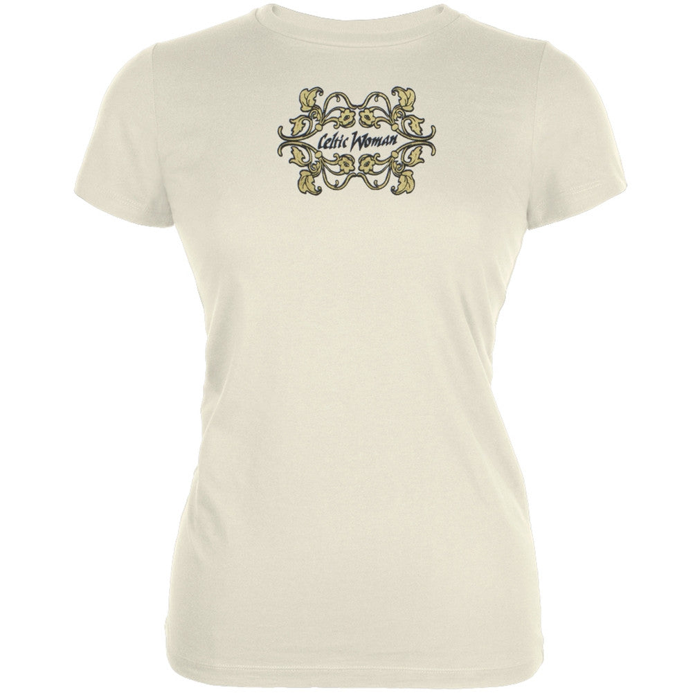 Celtic Women - Foil Scroll Logo Juniors T-Shirt Juniors T-Shirts Celtic Women LG Off-White